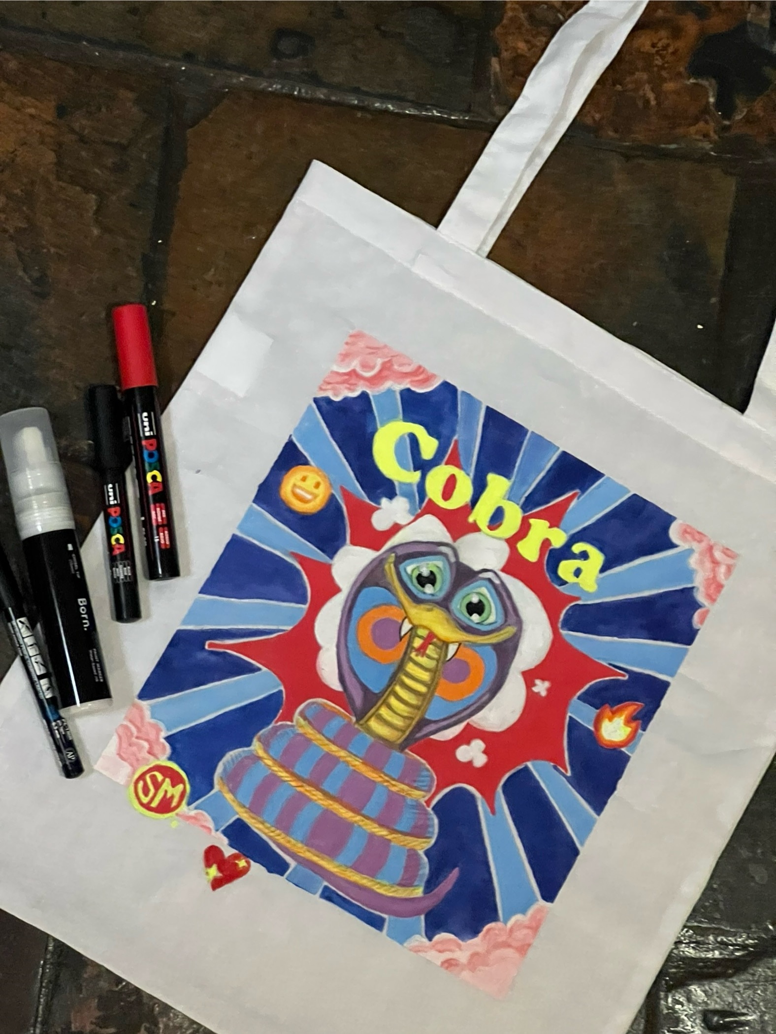 Canvas bag with snake image