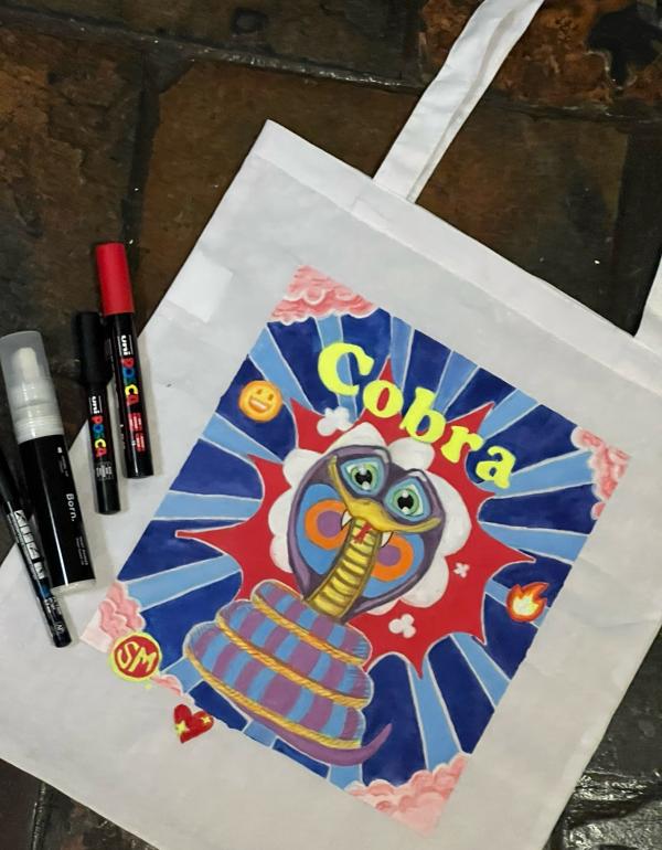 Canvas bag with snake image