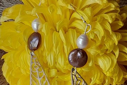 Pearl and silver earrings