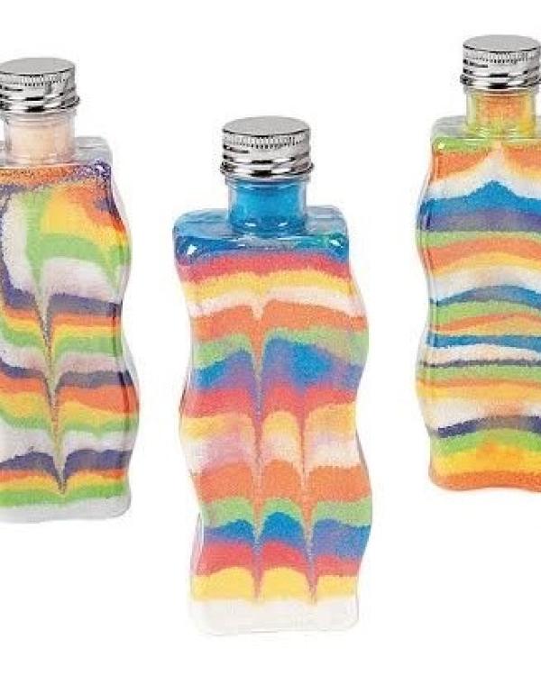 Jars filled with coloured sand